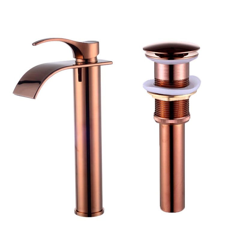 sprinkle LightInTheBox Waterfall Single Lever Vessel Lavatory Basin Tap Centerset Sink Faucet Oil-rubbed Bronze Mixer Taps Bar (rose gold) - Image 1
